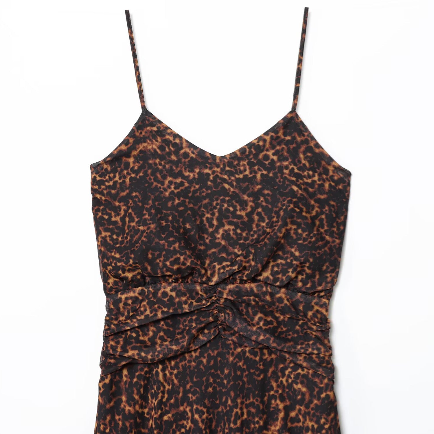 Woman wearing Animal Print Midi Dress in a casual setting