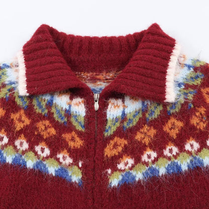 Jacquard Double Pull Knitted Cardigan Jacket | Tajstylo