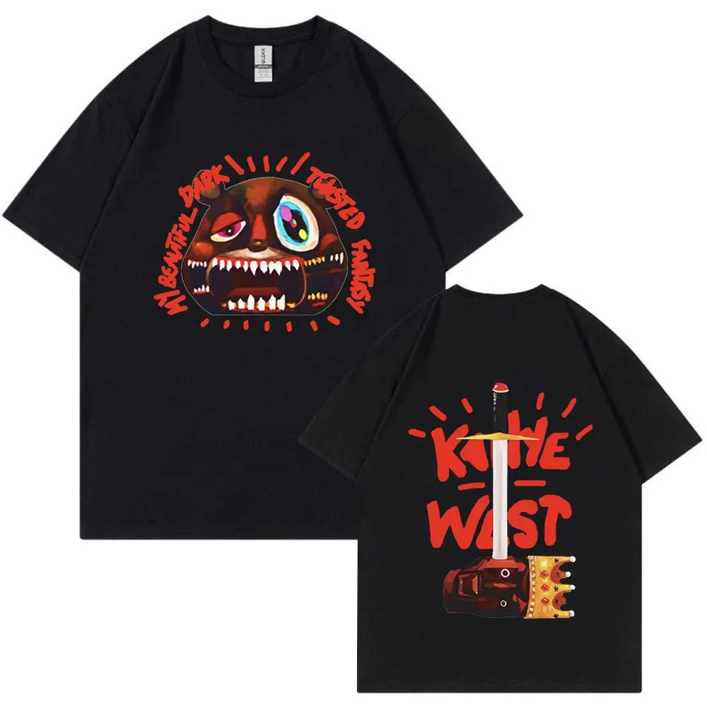 Woman wearing Kanye West Graduation Graphic Tee in a city street setting