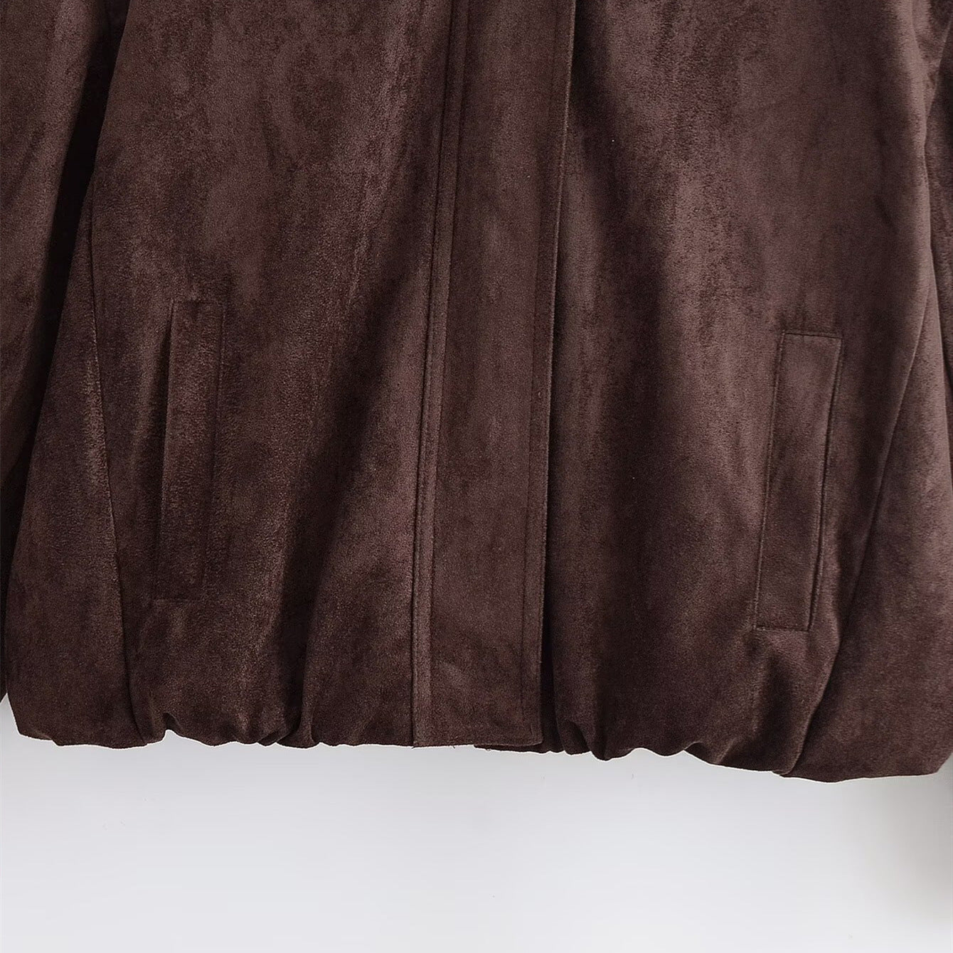Woman wearing Women Suede Collar Jacket in autumn setting