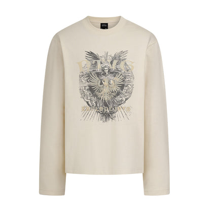 Woman wearing Totem Printed Long Sleeve Tee in casual setting