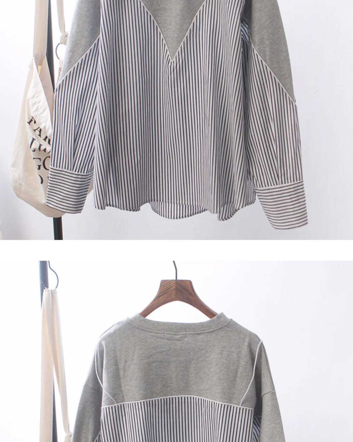 Patchwork Striped Oversized Hoodie | Tajstylo