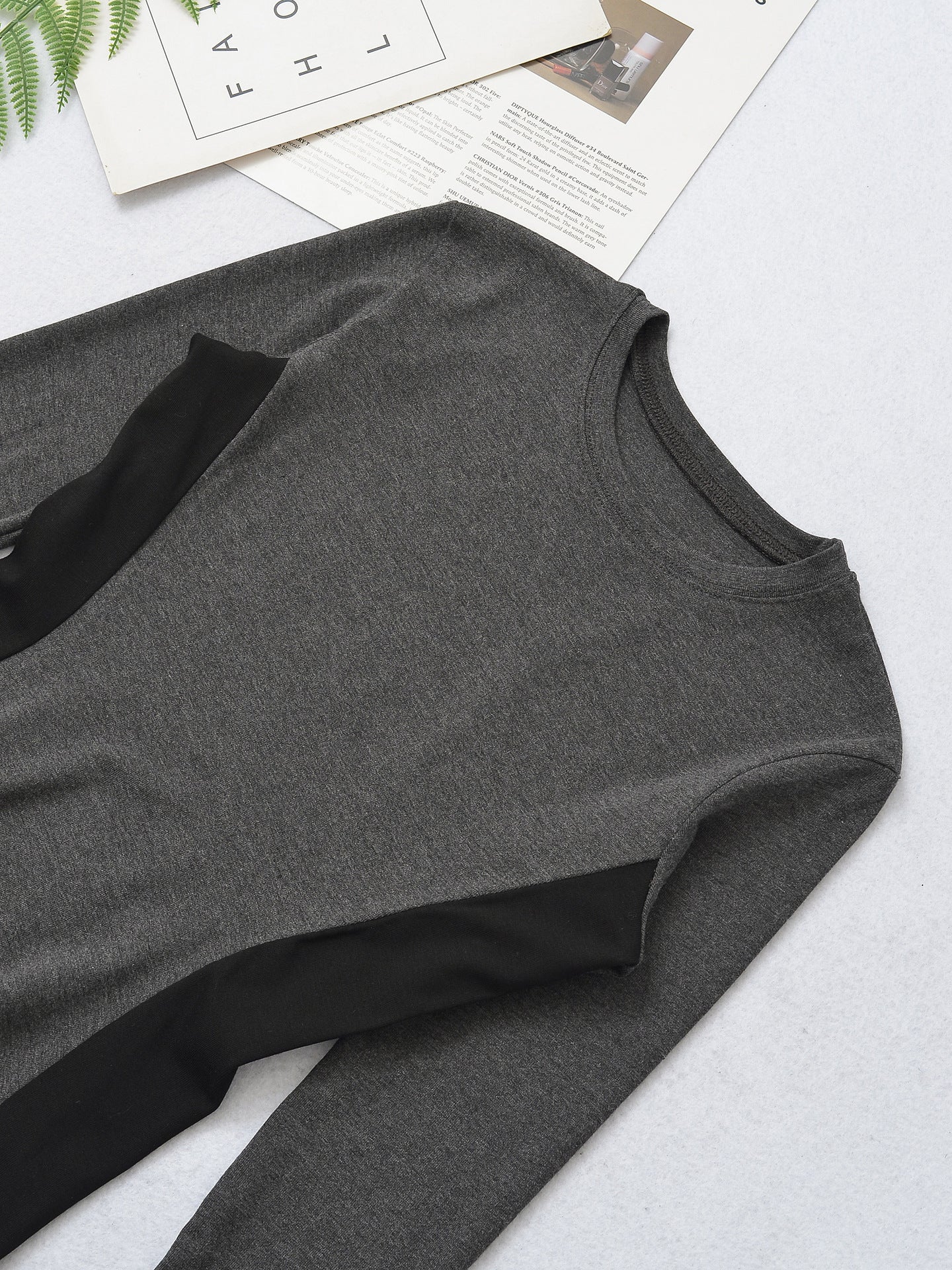 Round Neck Color Block Long Sleeve Top | Tajstylo
