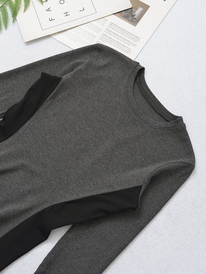 Round Neck Color Block Long Sleeve Top | Tajstylo