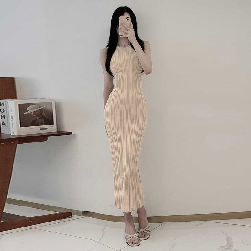 Woman wearing Sexy Sleeveless Dress for Women in a stylish setting