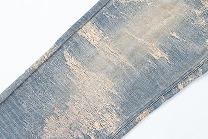 Street Style Washed Distressed Straight Leg Jeans | Tajstylo