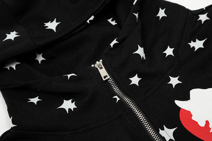 Star Print Hoodie Jacket | Tajstylo