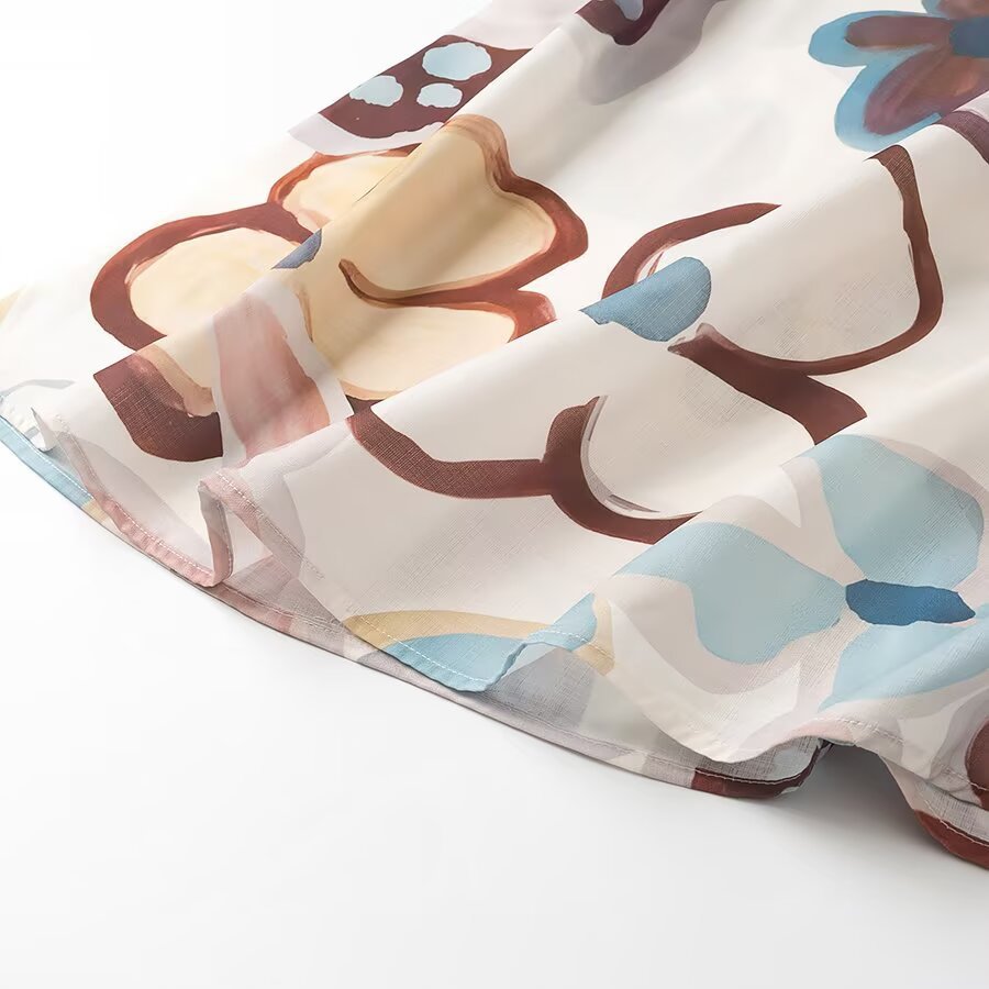 Retro Printed Long Sleeve Outfit | Tajstylo