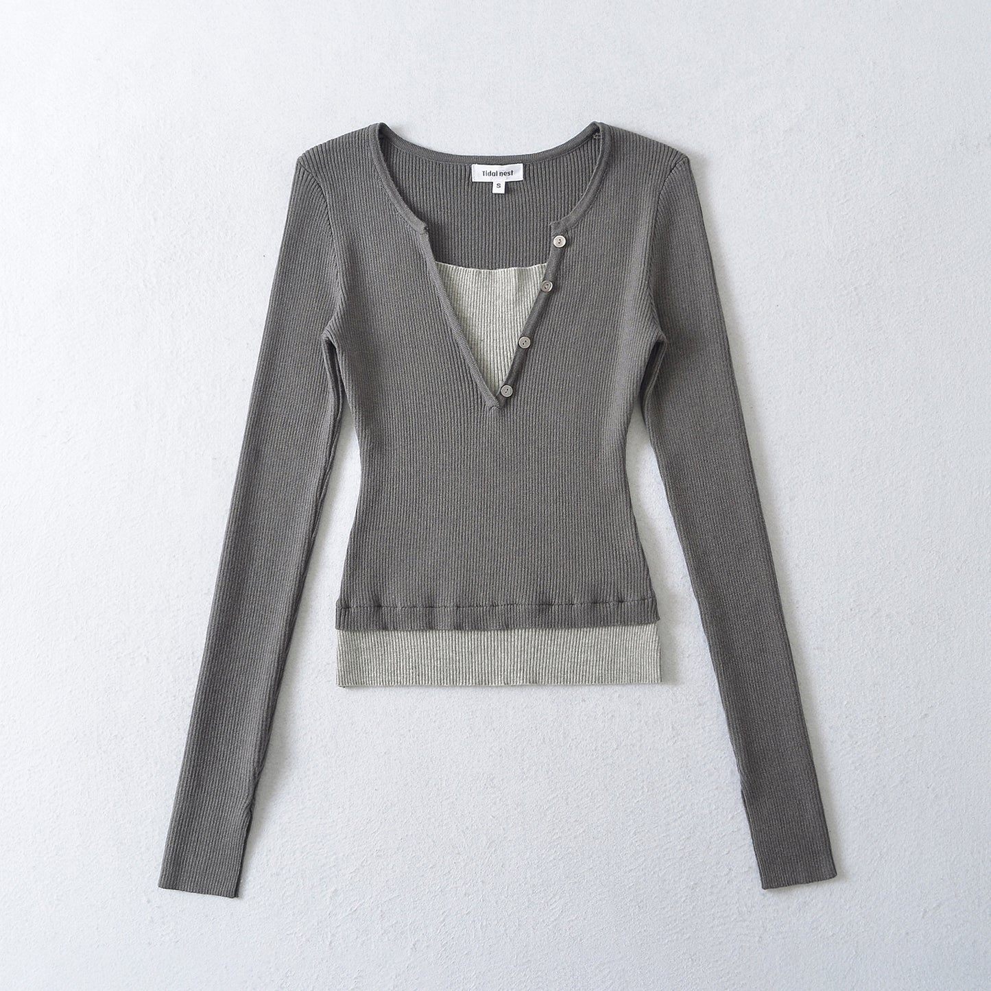 Color Block Boat Neck Long Sleeve T-Shirt | Tajstylo