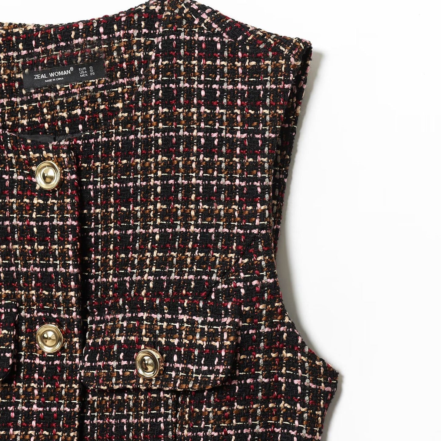 Plaid Belted Textured Vest | Tajstylo