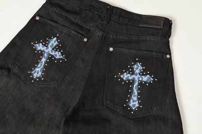 Women's Wide Leg Patchwork Jeans | Tajstylo