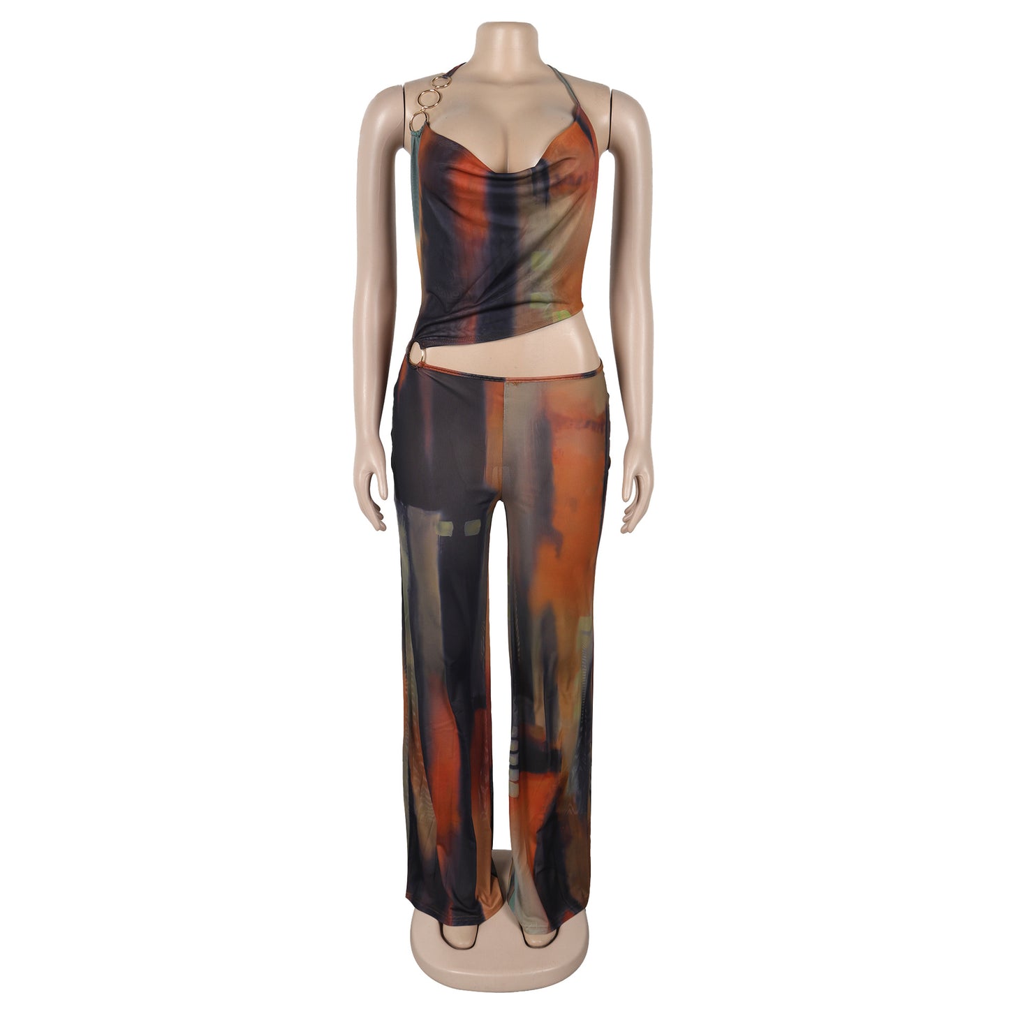 Flattering Mesh Printed Jumpsuit | Tajstylo