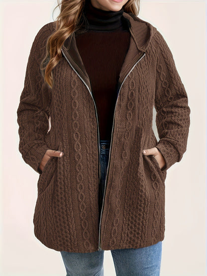 Solid Color Loose Zip Hoodie | Tajstylo