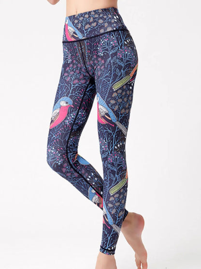 Woman wearing Printed High Waist Active Leggings in an active setting