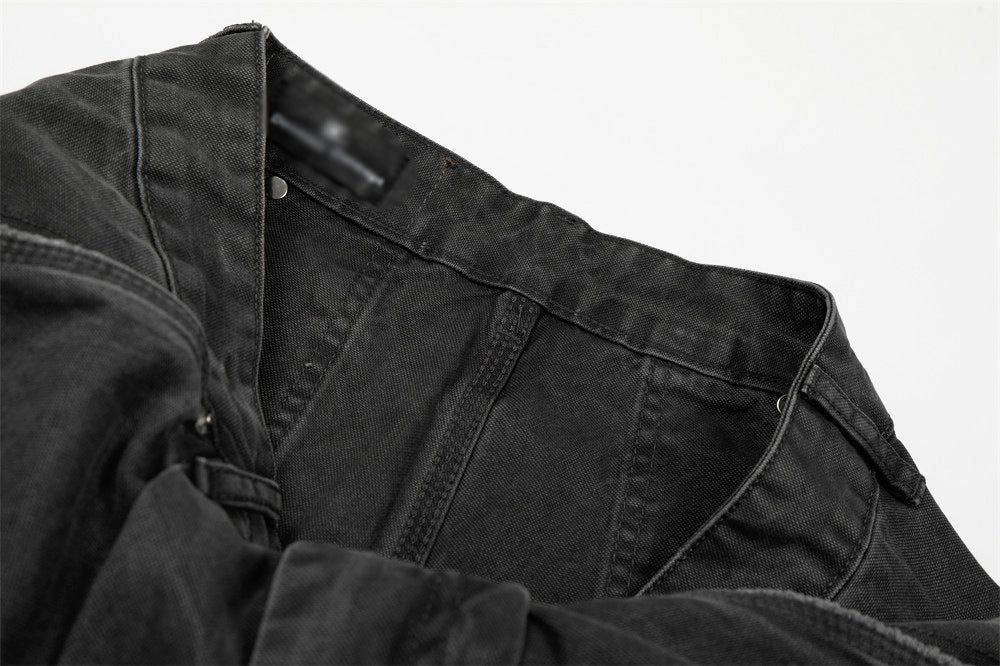 Washed Denim Curved Knife Pants | Tajstylo