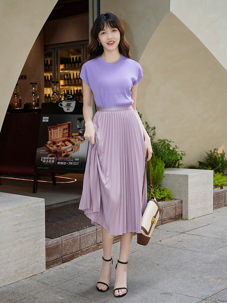 Solid Pleated Skirt for Women | Tajstylo