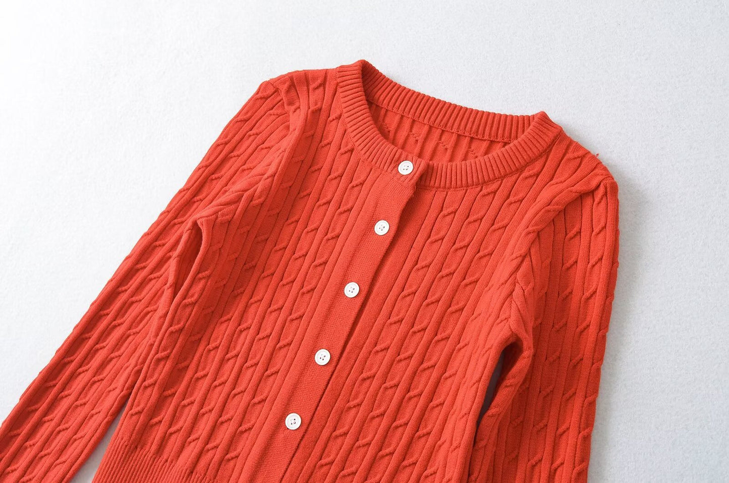 Round Neck Long Sleeve Cardigan Sweater | Tajstylo