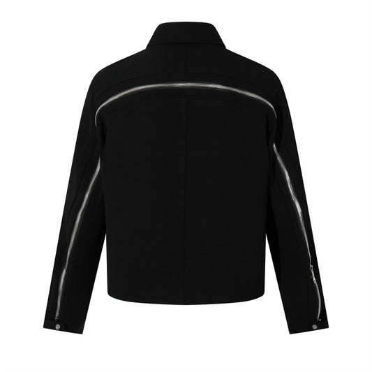 Woman wearing Women's Zip-Up Loose Fit Workwear Jacket in a stylish urban setting