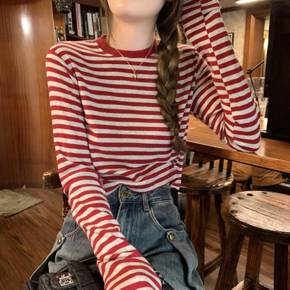 Stripe Long Sleeve Crop Top | Tajstylo