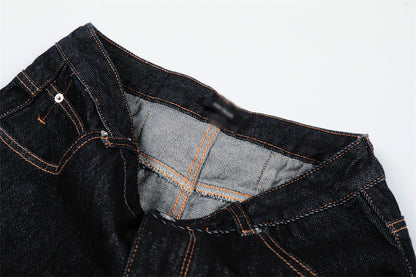 Original Blue Denim Straight Leg Pants | Tajstylo