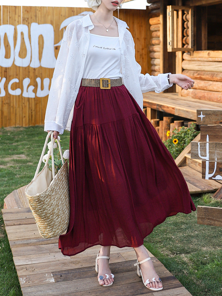 Belt Double Pocket Skirt | Tajstylo