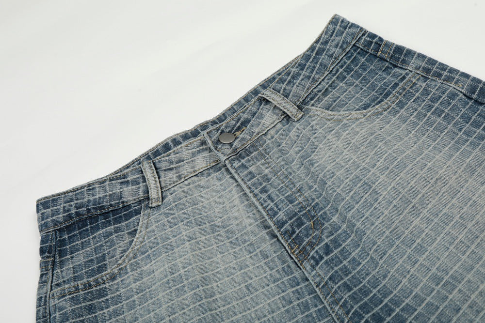 Checkered Wide Leg Jeans | Tajstylo