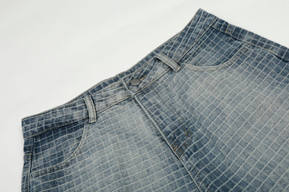 Checkered Wide Leg Jeans | Tajstylo