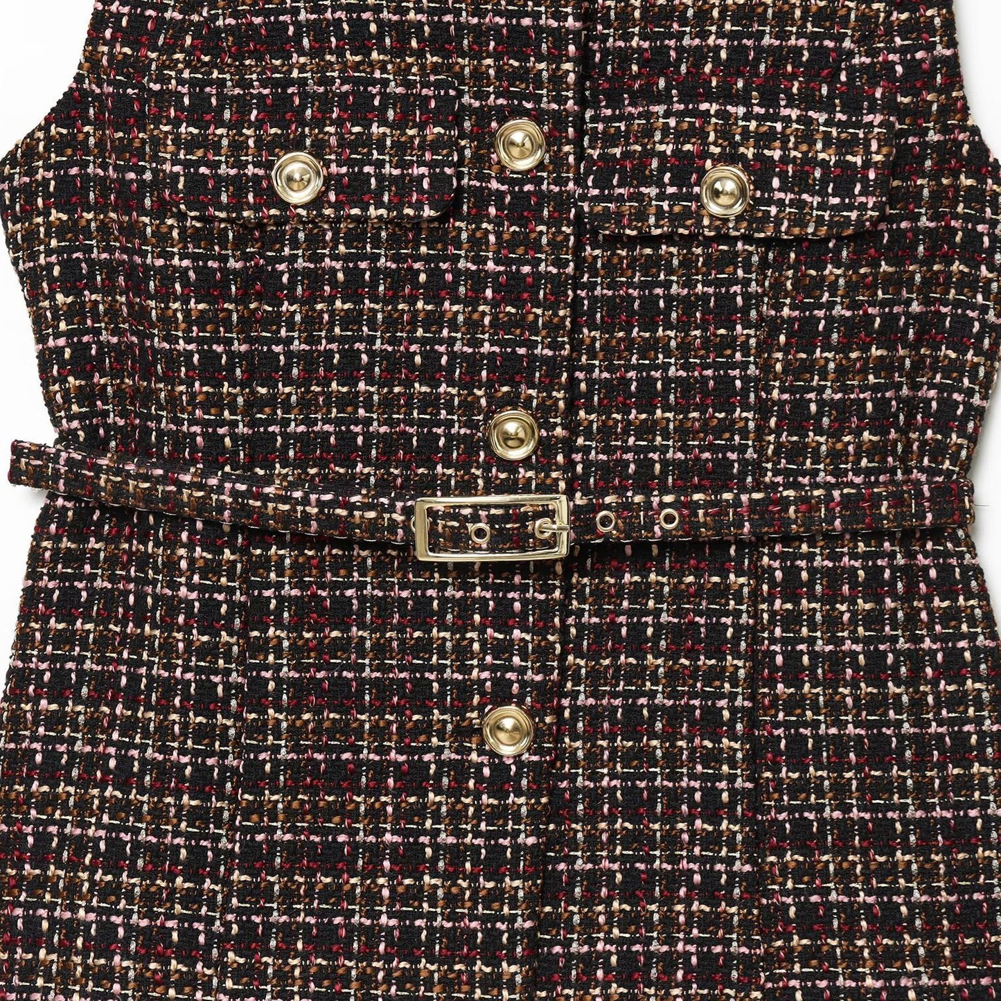 Plaid Belted Textured Vest | Tajstylo