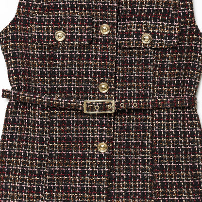Plaid Belted Textured Vest | Tajstylo
