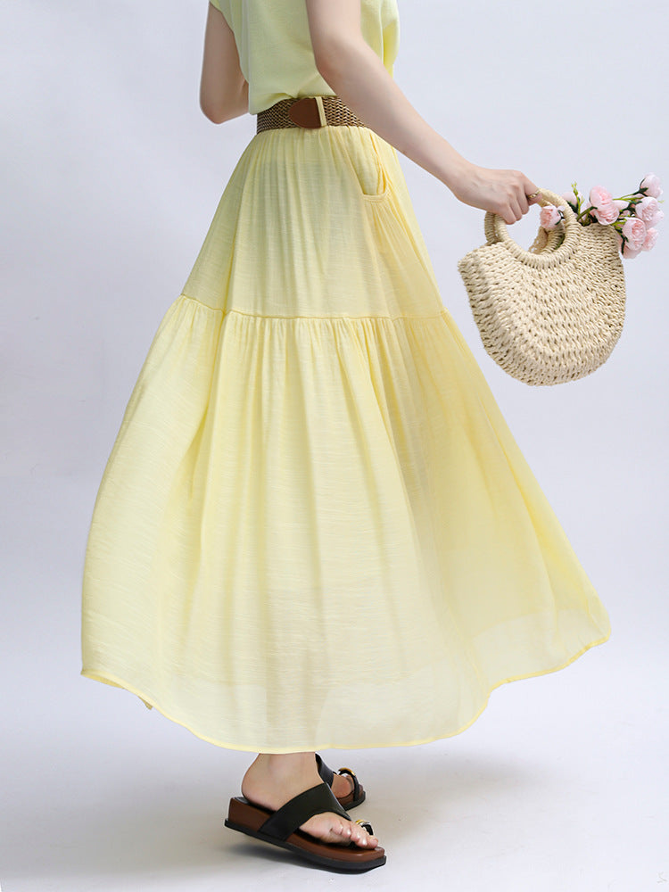 Belt Double Pocket Skirt | Tajstylo