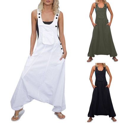 Wide Leg Harem Jumpsuit with Pockets | Tajstylo