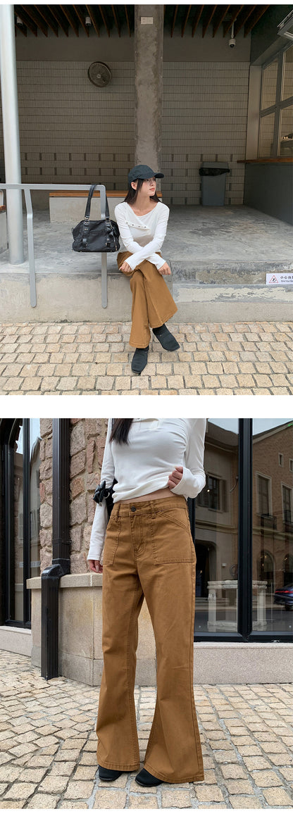 Distressed Flared Jeans with Pockets | Tajstylo