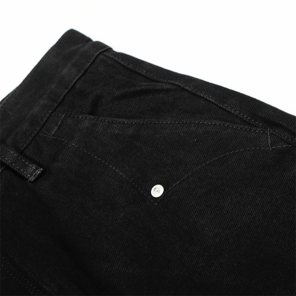 Black Straight Leg Denim Pants | Tajstylo