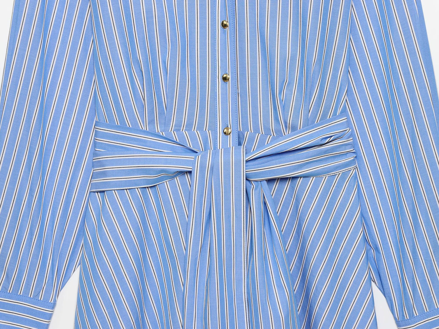 Elegant Stripe Polo Collar Long Sleeve Dress | Tajstylo