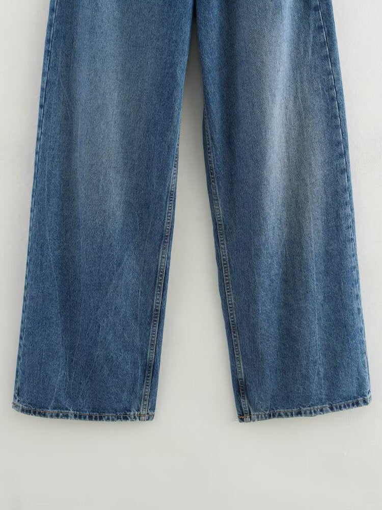 High Waist Wide Leg Denim Jeans | Tajstylo