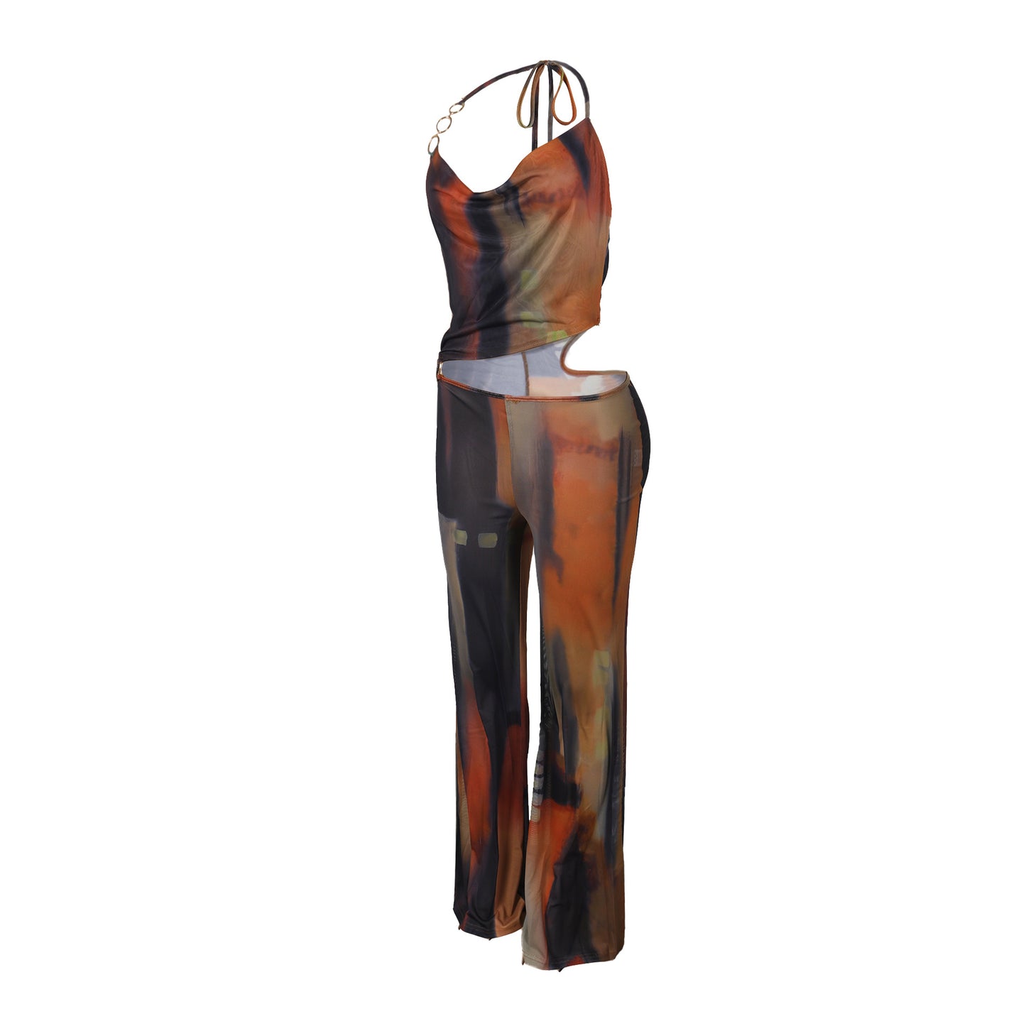 Flattering Mesh Printed Jumpsuit | Tajstylo