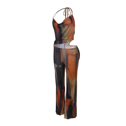 Flattering Mesh Printed Jumpsuit | Tajstylo
