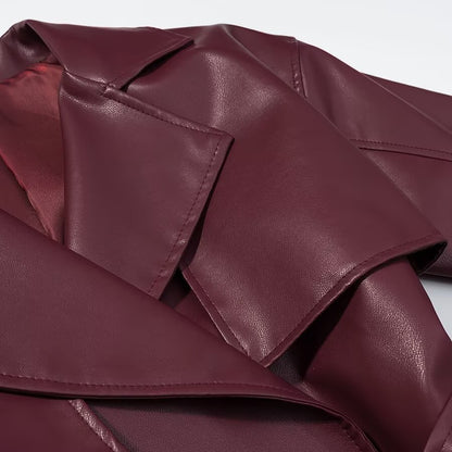 Long Lace Up Leather Jacket | Tajstylo