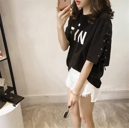 Letter Print Loose Fit T-Shirt | Tajstylo