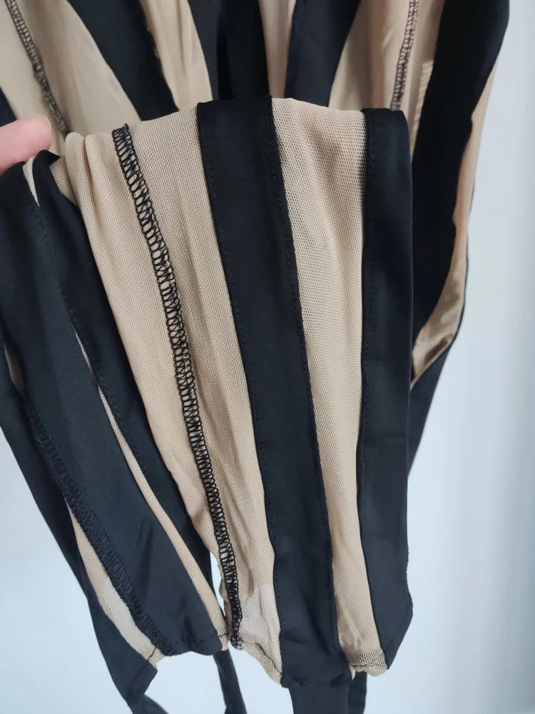 Color Block Mesh Splicing Leggings | Tajstylo