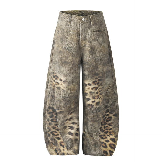 Washed Leopard Print Jeans | Tajstylo
