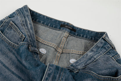Color Blocked Teal Blue Denim Jeans | Tajstylo