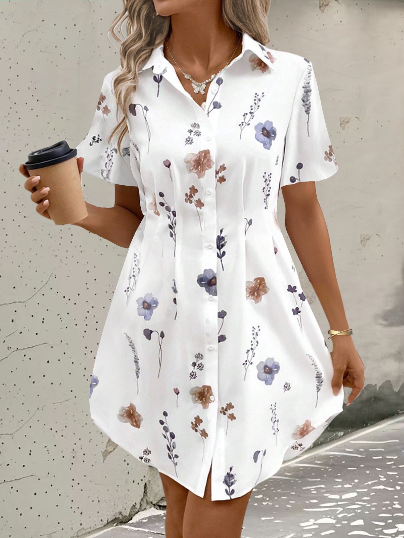 Printed Blouse Dress | Tajstylo