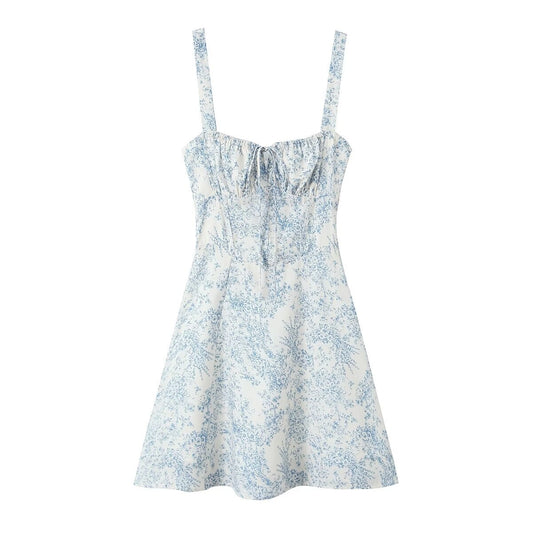 Floral Drawstring Waist Short Dress | Tajstylo