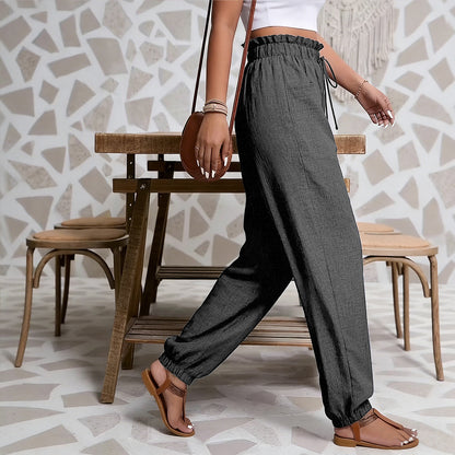Elastic Solid Color Pants for Women | Tajstylo