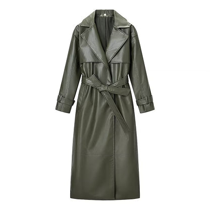 Long Lace Up Leather Jacket | Tajstylo