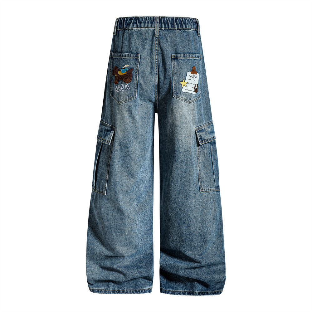 Woman wearing Women's Loose Fit Denim Workwear Pants in a casual urban setting