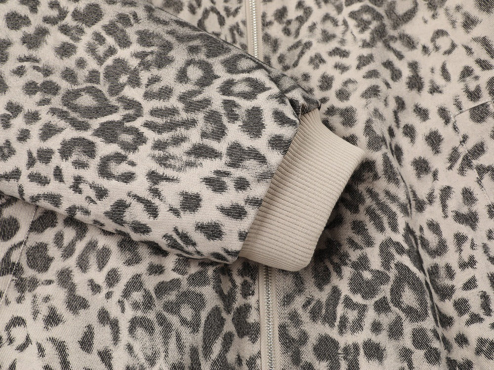 Leopard Print Hooded Cotton Jacket | Tajstylo