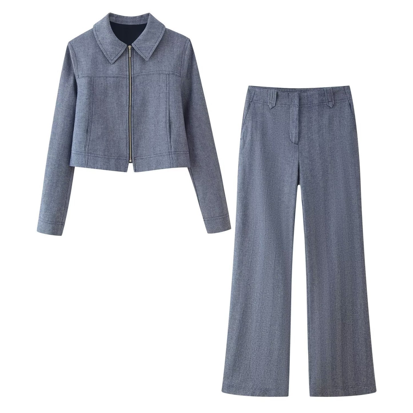 Women's Zipper Blazer Jacket Set | Tajstylo