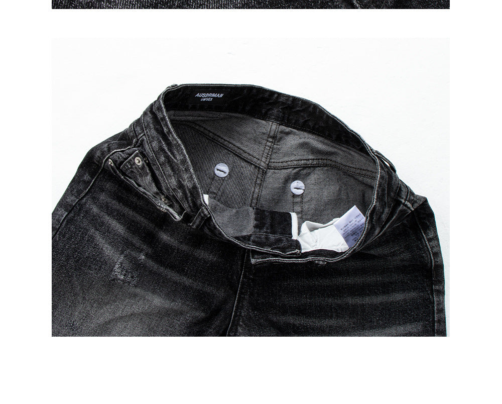 Lightning Pattern Distressed Fleece Jeans | Tajstylo